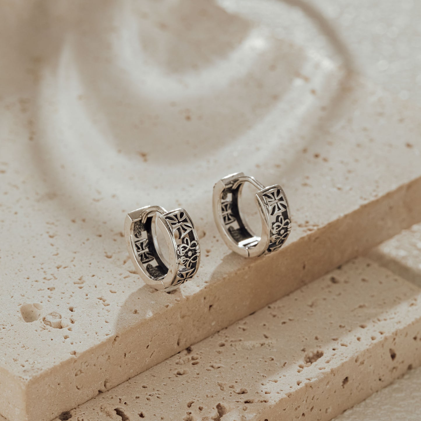 Gothic 925 Sterling Silver Huggie Earrings