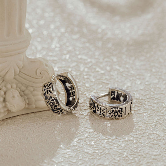 Gothic 925 Sterling Silver Huggie Earrings