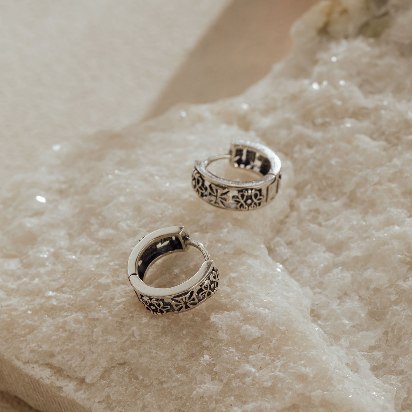 Gothic 925 Sterling Silver Huggie Earrings