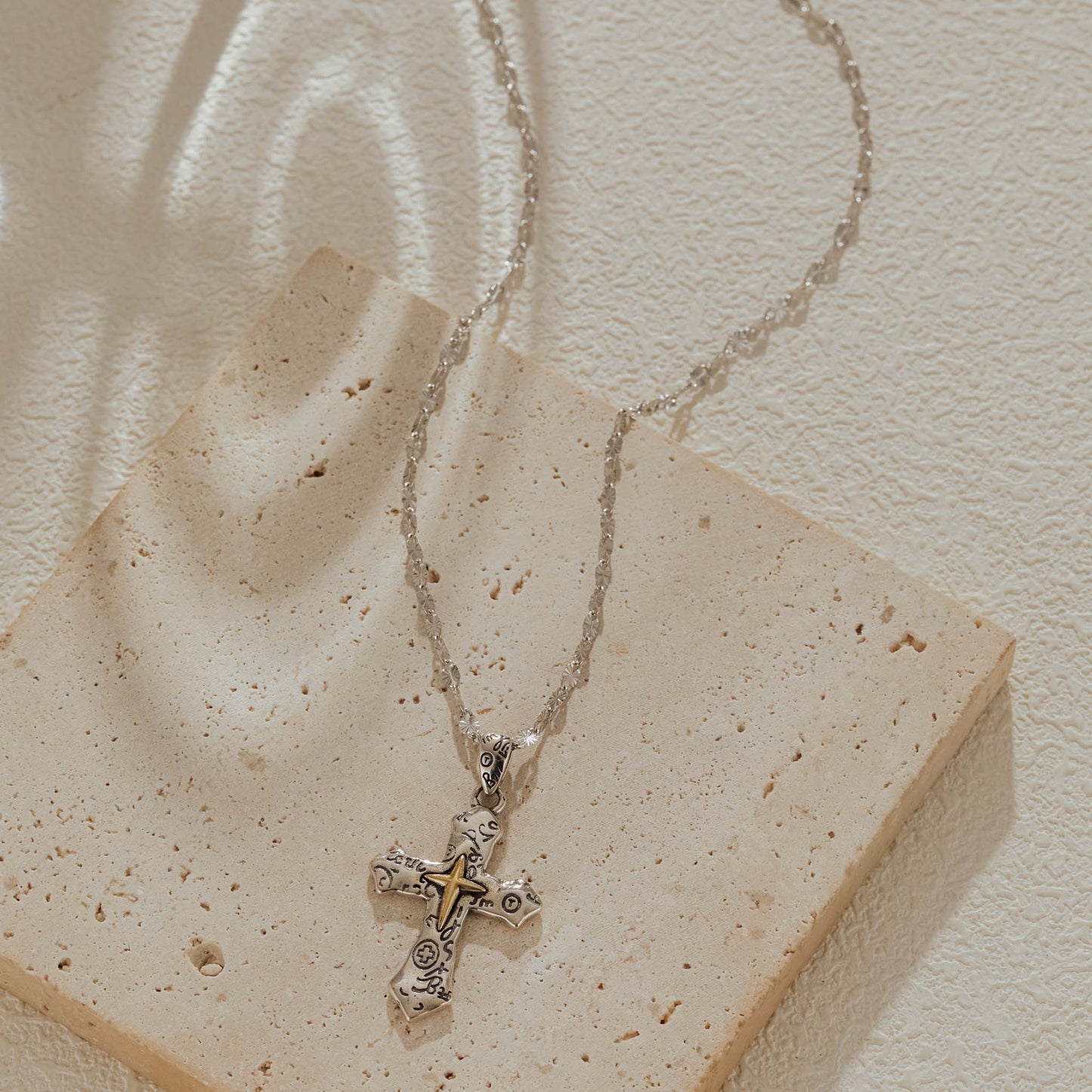 Oxidized Cross Pendant 925 Sterling Silver Necklace