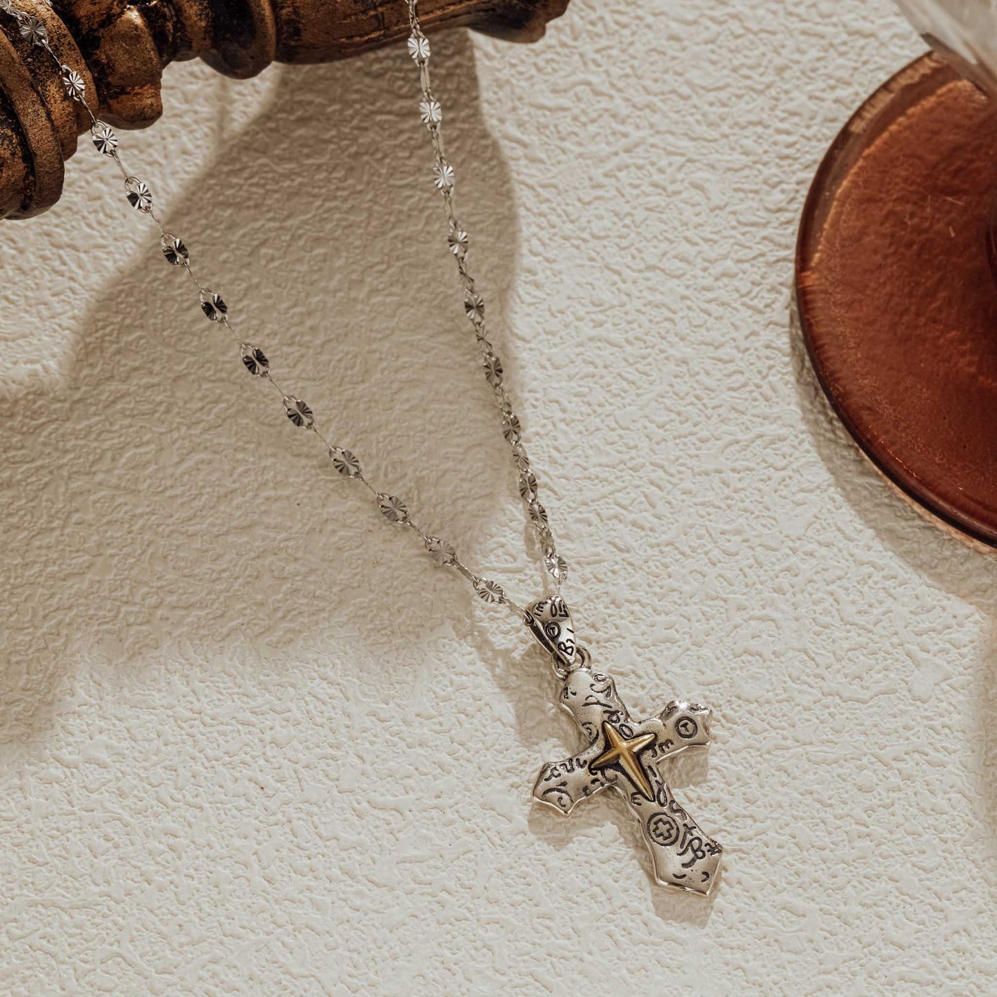 Oxidized Cross Pendant 925 Sterling Silver Necklace