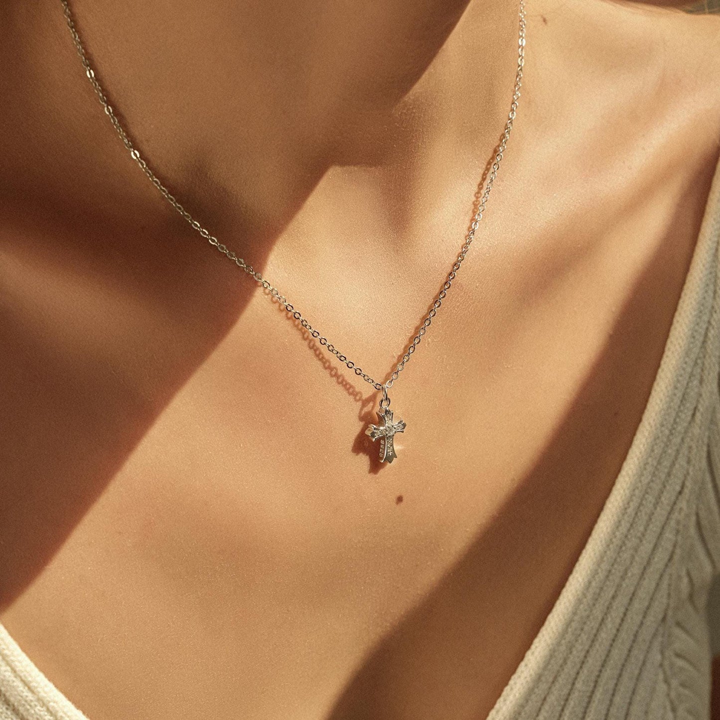 Double-Sided Cross Pendant 925 Sterling Silver Necklace