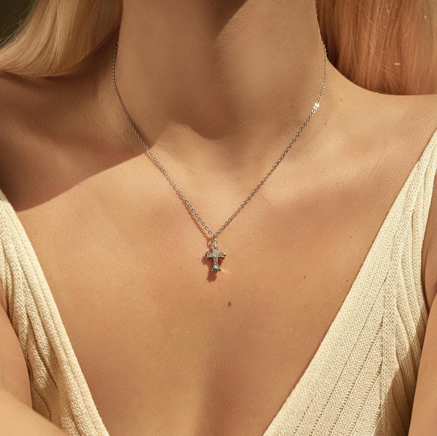 Double-Sided Cross Pendant 925 Sterling Silver Necklace