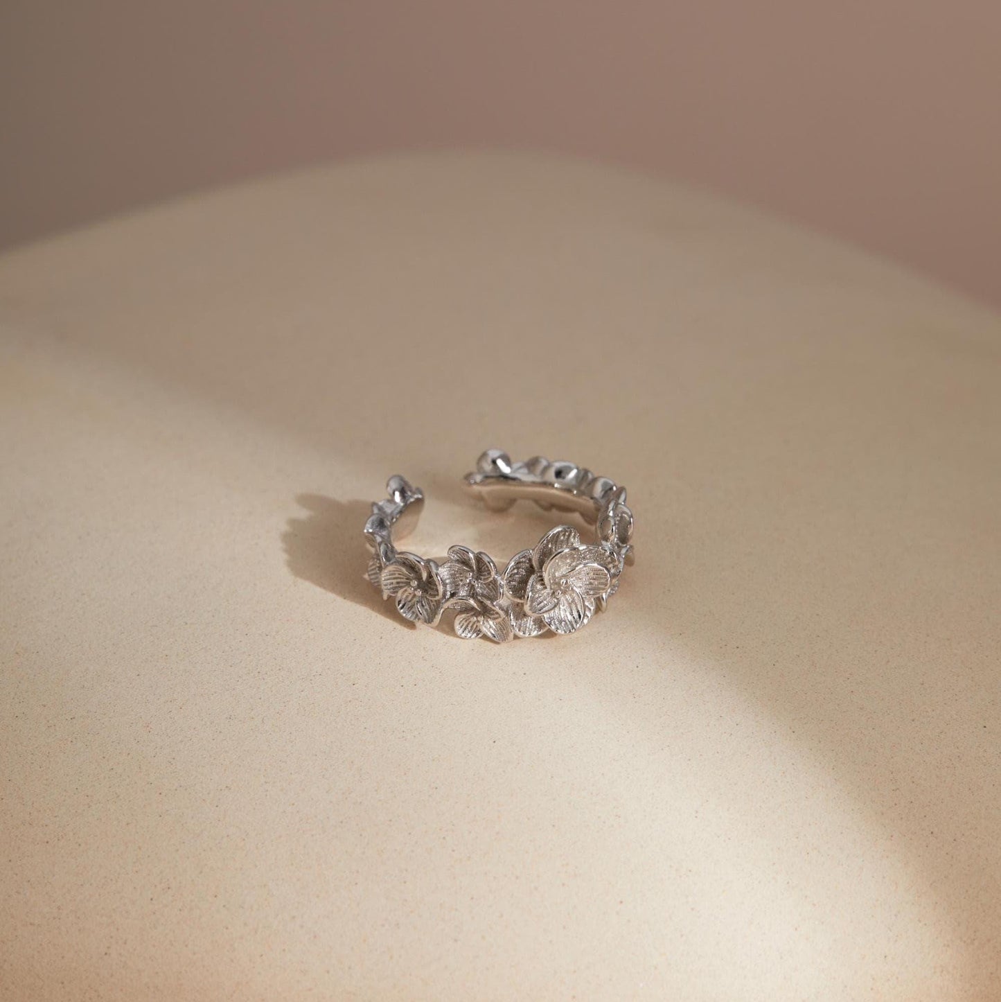 Vintage blossom vine sterling silver ring botanical jewelry