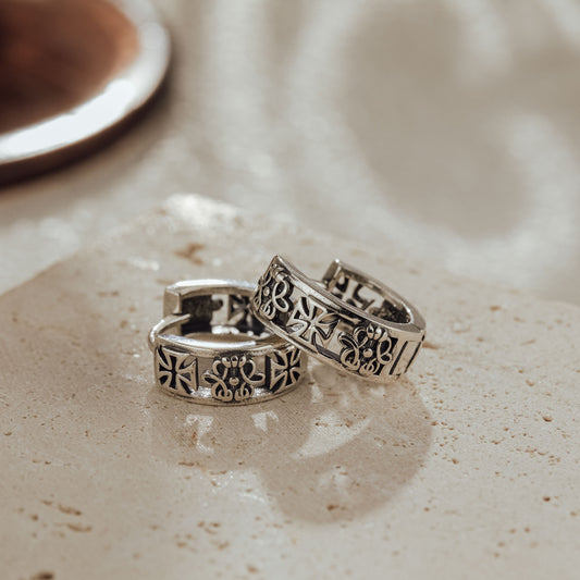 Gothic 925 Sterling Silver Huggie Earrings