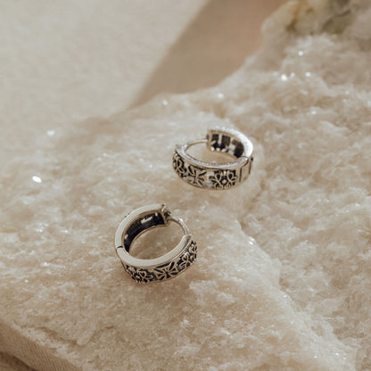 Gothic 925 Sterling Silver Huggie Earrings