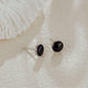 Black CZ Sterling Silver Stud Earrings, Engraved Border