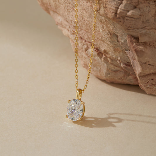 White gold plated halo CZ sterling silver necklace, close-up view