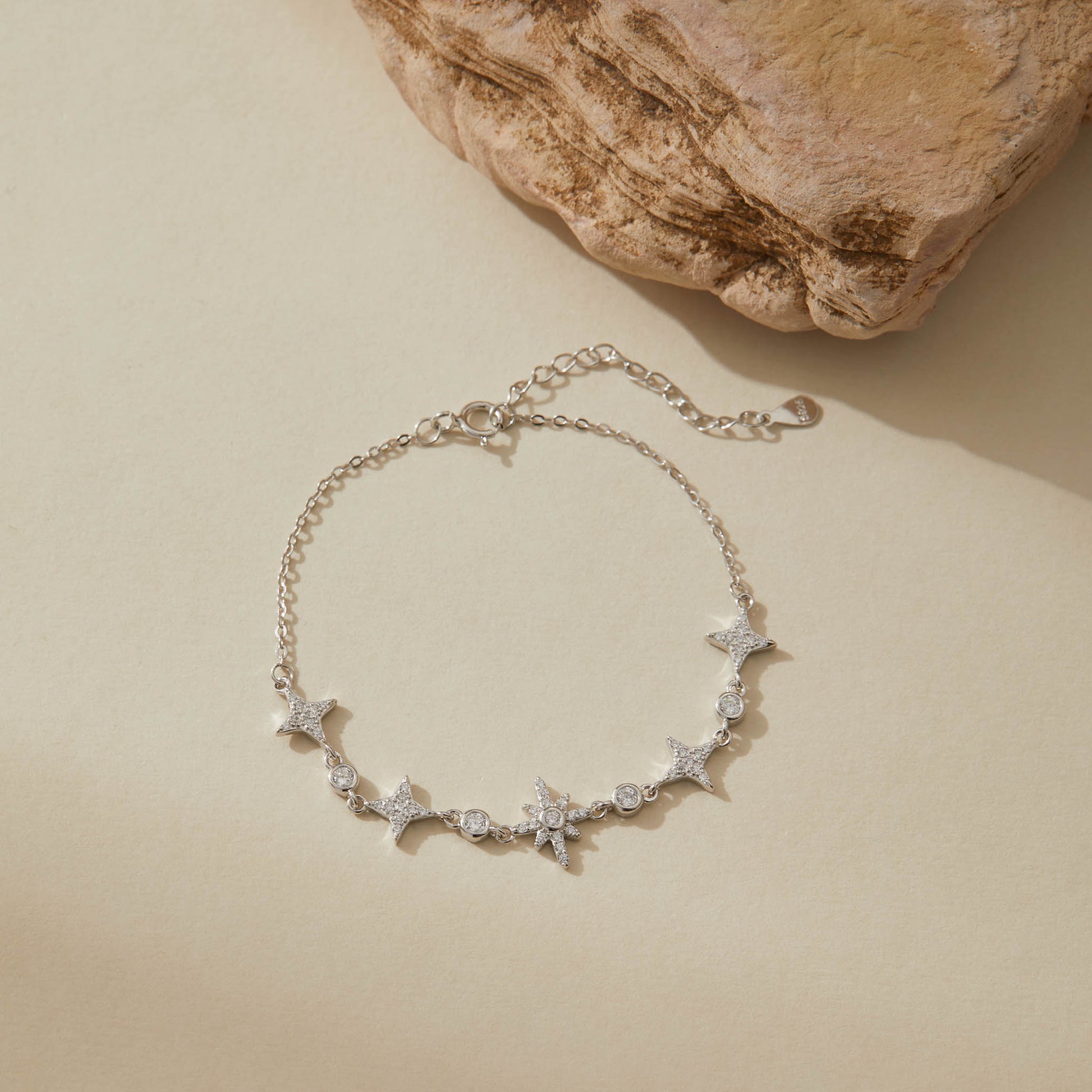 Starry Sky S925 sterling silver bracelet on neutral background