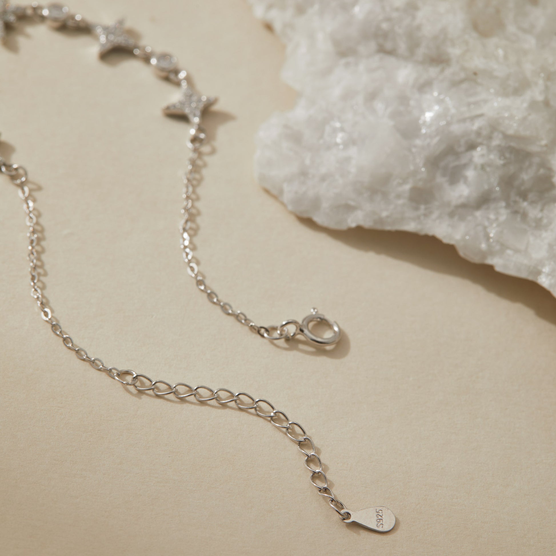 Adjustable chain clasp of S925 silver star bracelet