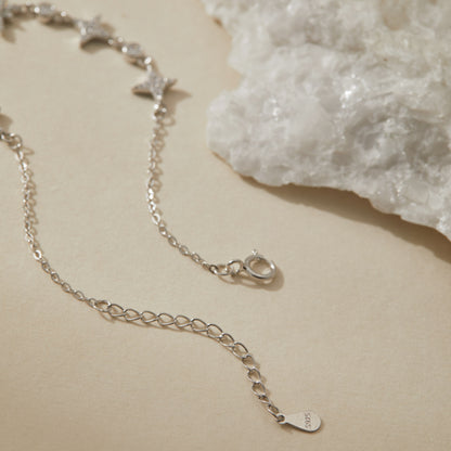Adjustable chain clasp of S925 silver star bracelet