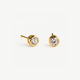 Bezel Moissanite Stud Earrings, 14k Gold Plated Sterling Silver