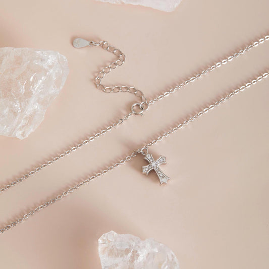 Double-Sided Cross Pendant 925 Sterling Silver Necklace