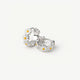 Sterling Silver Daisy Huggie Hoop Earrings, White Flower Detail