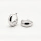 Sterling Silver U Hoop Huggie Earrings, Chunky Dome Pair