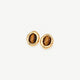 Organic Oval Tiger Eye Stud Earrings, Gold Plated Sterling Silver